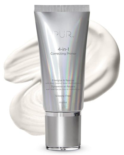 PUR Beauty 4-In-1 Correcting Primer, Energize & Rescue - Primer for Face before Makeup - Face Makeup for Women - Silicone-Free Hydrating Make up Helps Reduce Redness, 1 Fl Oz