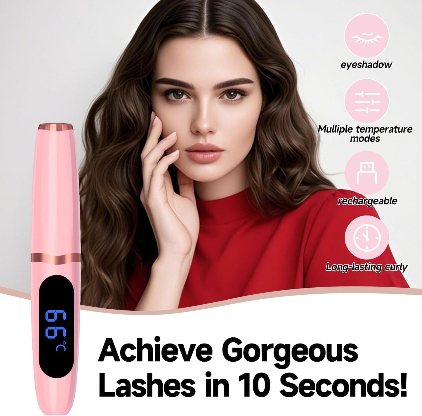 Heated Eyelash Curler,Electric Eyelashes Curler with USB Rechargeable Feature Makeup Tools Heats up in 10 Seconds, 24-Hour Long-Lasting Curls - 3 Adjustable Heating Modes and LED Display