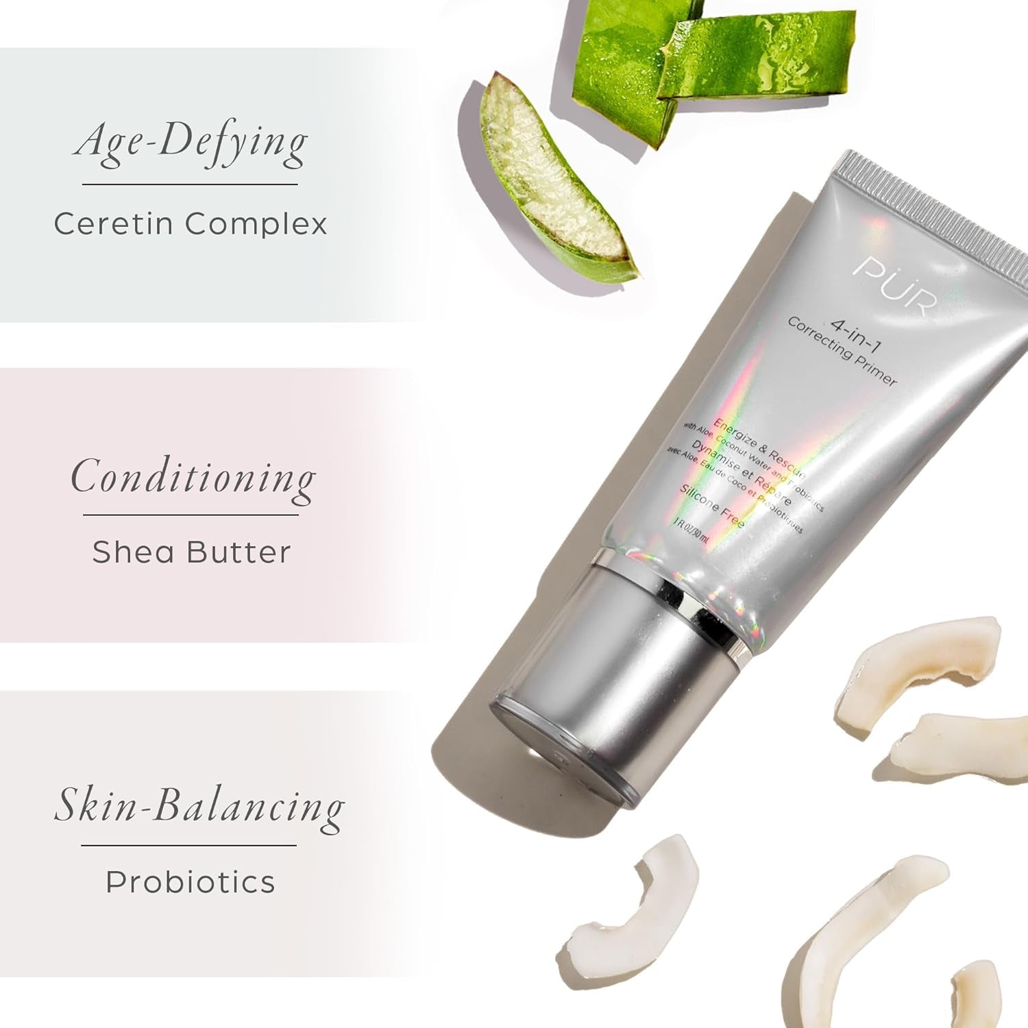 PUR Beauty 4-In-1 Correcting Primer, Energize & Rescue - Primer for Face before Makeup - Face Makeup for Women - Silicone-Free Hydrating Make up Helps Reduce Redness, 1 Fl Oz