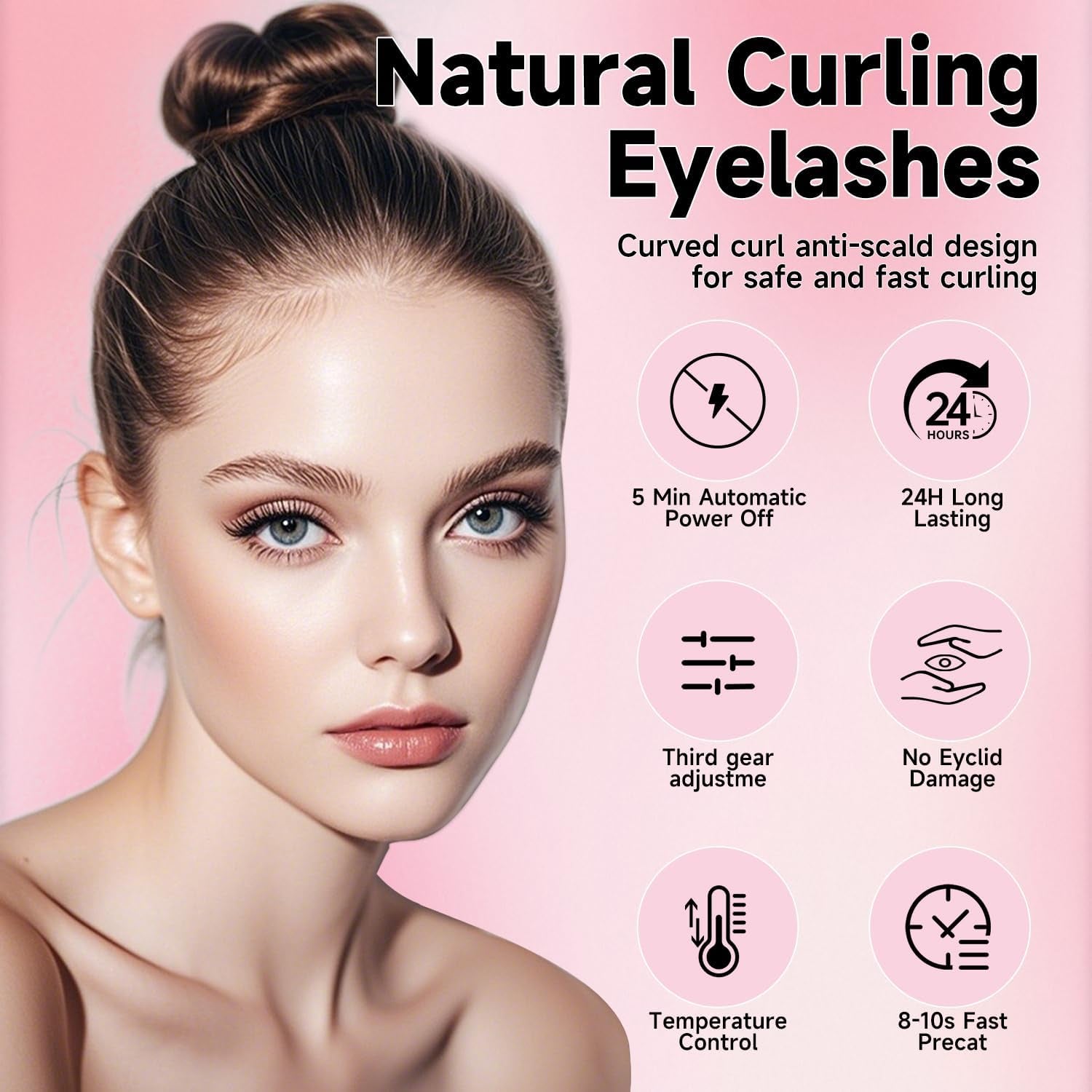Heated Eyelash Curler,Electric Eyelashes Curler with USB Rechargeable Feature Makeup Tools Heats up in 10 Seconds, 24-Hour Long-Lasting Curls - 3 Adjustable Heating Modes and LED Display